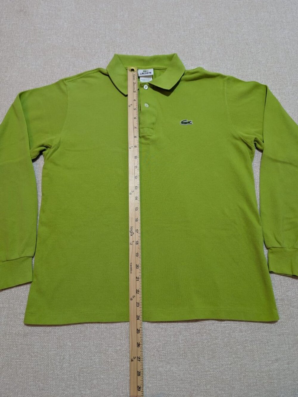 Lacoste Men’s Green Long Sleeve Cotton Pique Polo Shirt Size 4 Medium - Picture 7 of 9